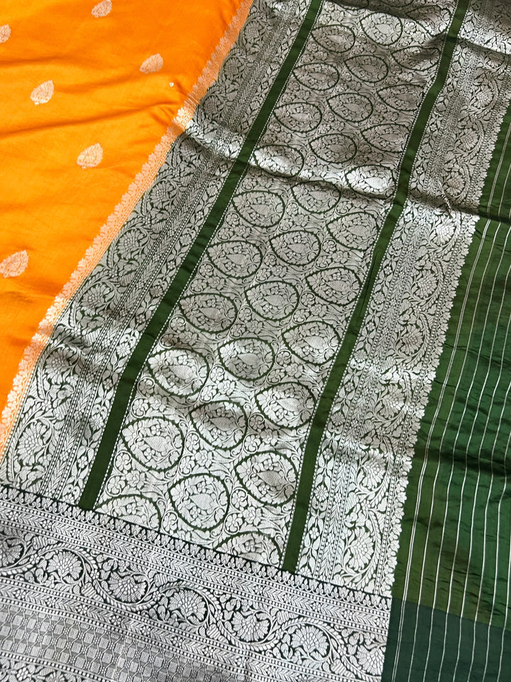 Yellow Pure Silk Handloom Banarasi Saree