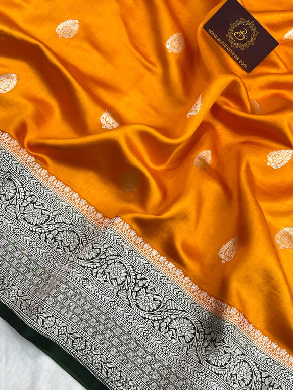 Yellow Pure Silk Handloom Banarasi Saree