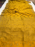 Mustard Yellow Pure Banarasi Khaddi Crepe Silk Saree