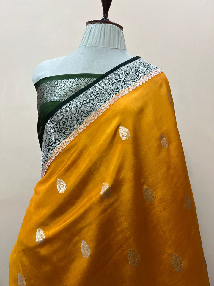 Yellow Pure Silk Handloom Banarasi Saree