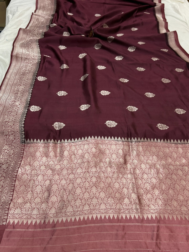 Brown Pure Silk Handloom Banarasi Saree