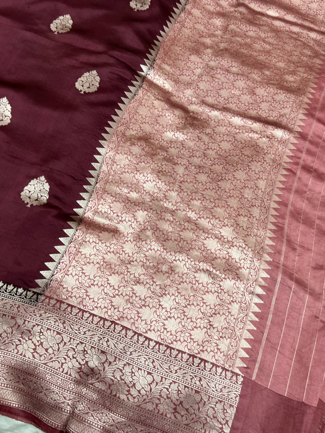 Brown Pure Silk Handloom Banarasi Saree