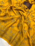 Mustard Yellow Pure Banarasi Khaddi Crepe Silk Saree