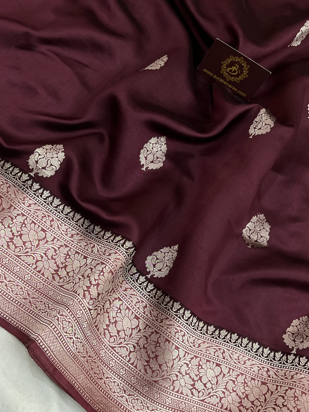 Brown Pure Silk Handloom Banarasi Saree