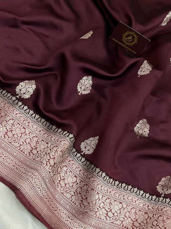 Brown Pure Silk Handloom Banarasi Saree