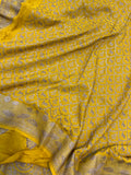 Mustard Yellow Pure Banarasi Khaddi Crepe Silk Saree