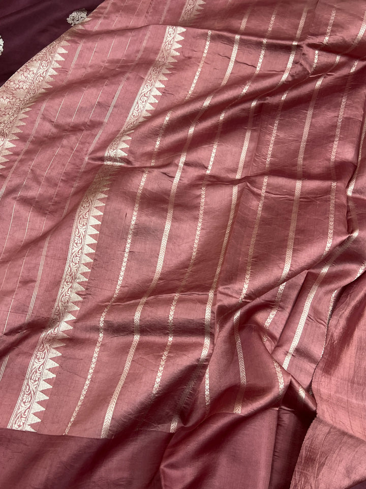 Brown Pure Silk Handloom Banarasi Saree
