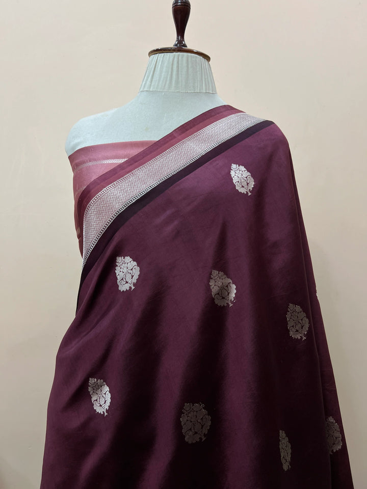 Brown Pure Silk Handloom Banarasi Saree