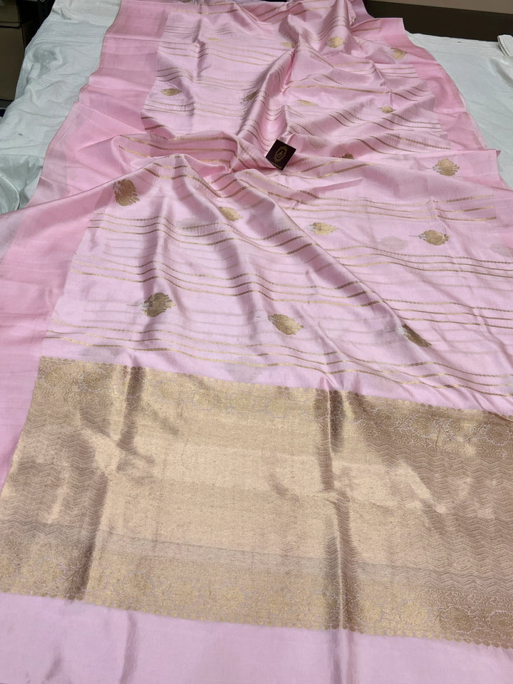 Baby Pink Pure Banarasi Handloom Silk Saree