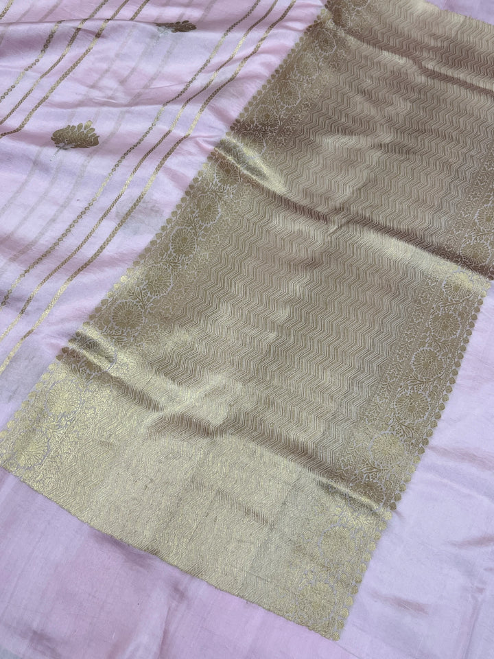 Baby Pink Pure Banarasi Handloom Silk Saree