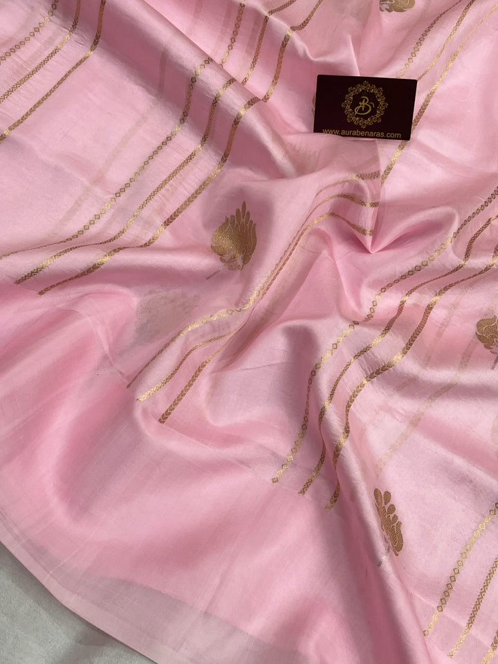 Baby Pink Pure Banarasi Handloom Silk Saree