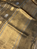 Greyish Black Banarasi Handloom Organza Tissue Silk Saree - Aura Benaras