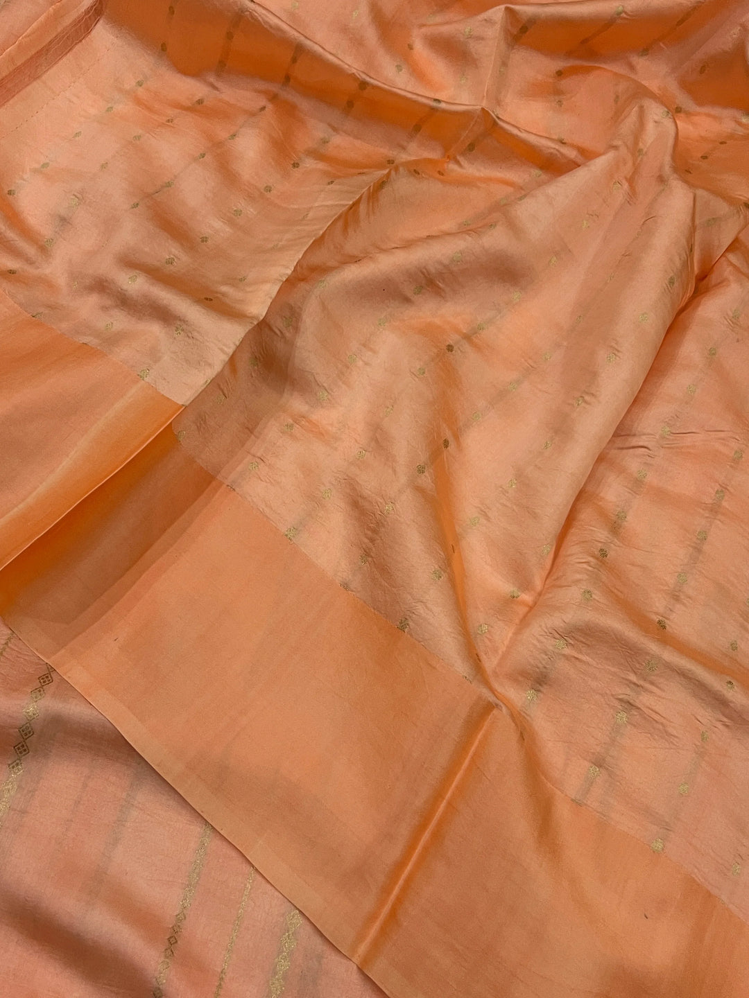 Peach Pure Banarasi Handloom Silk Saree