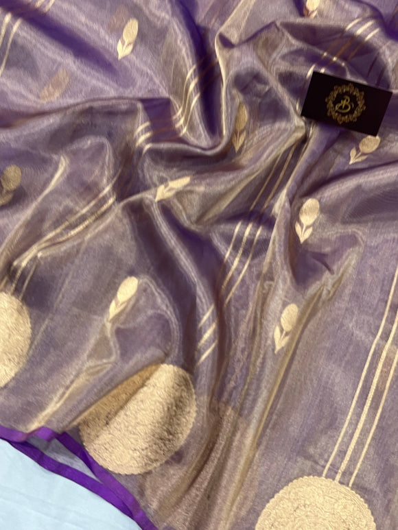 Magenta Banarasi Handloom Organza Tissue Silk Saree - Aura Benaras