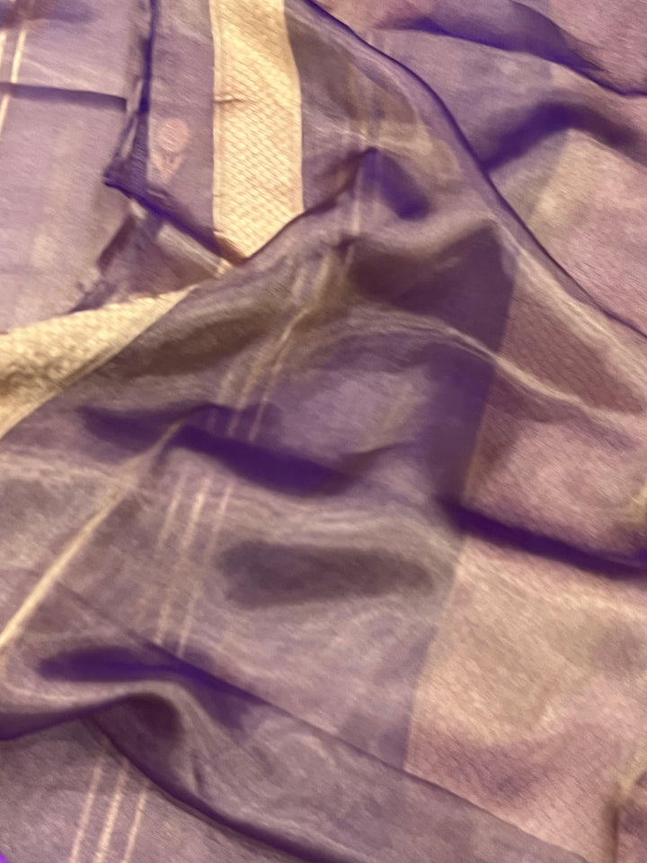 Magenta Banarasi Handloom Organza Tissue Silk Saree - Aura Benaras