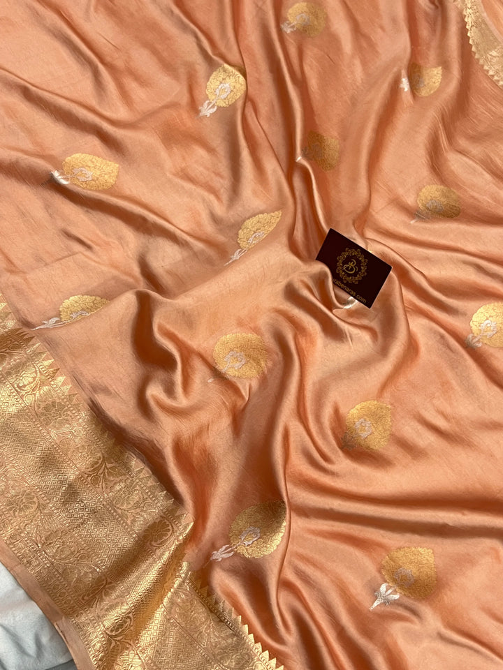 Peach Pure Silk Handloom Banarasi Saree