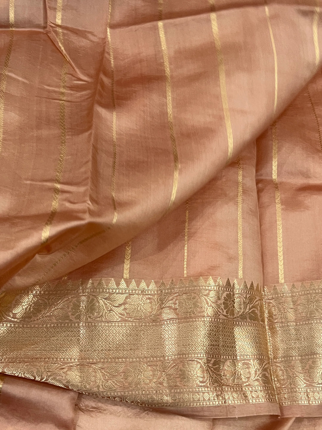 Peach Pure Silk Handloom Banarasi Saree
