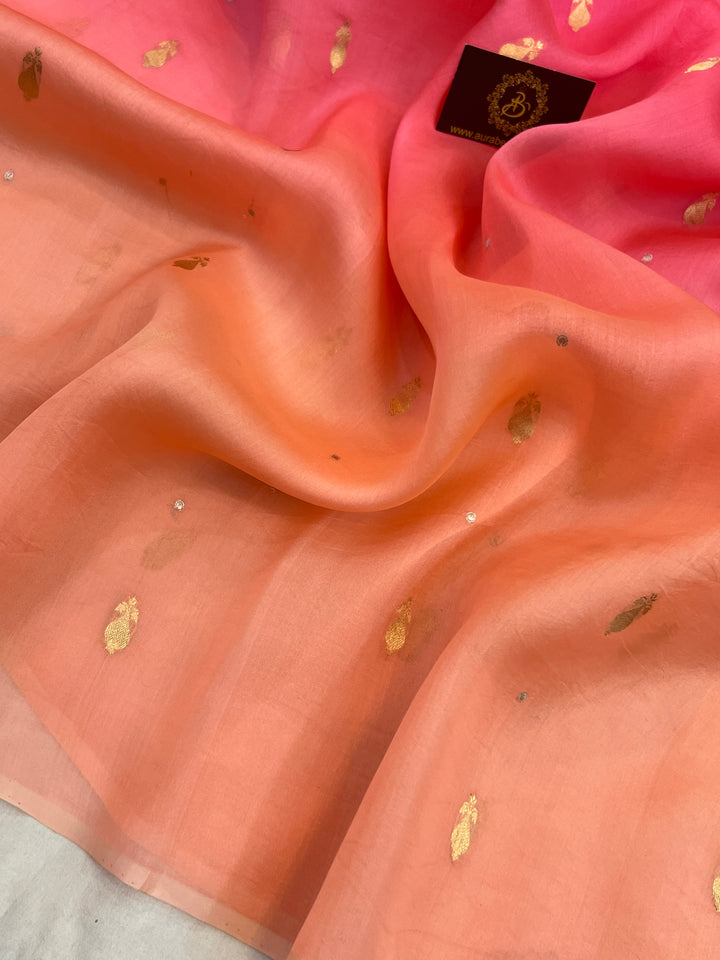 Pink Pure Kora Silk Handloom Banarasi Saree