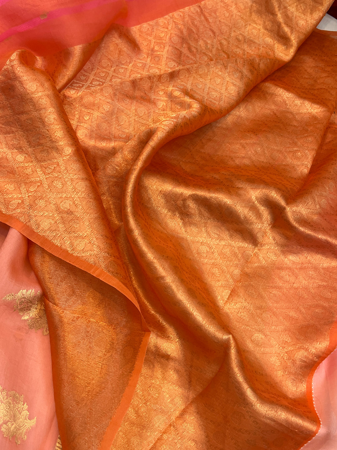 Pink Pure Kora Silk Handloom Banarasi Saree