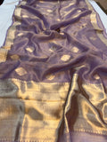 Lavender Pure Banarasi Handloom Silk Saree - Aura Benaras