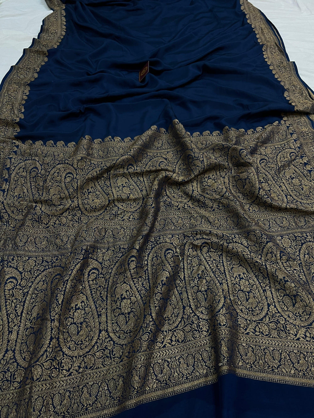 Teal Pure Banarasi Khaddi Crepe Silk Saree - Aura Benaras