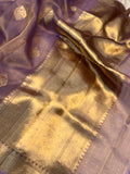 Lavender Pure Banarasi Handloom Silk Saree - Aura Benaras