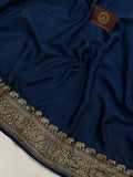 Teal Pure Banarasi Khaddi Crepe Silk Saree - Aura Benaras