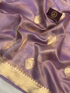 Lavender Pure Banarasi Handloom Silk Saree - Aura Benaras