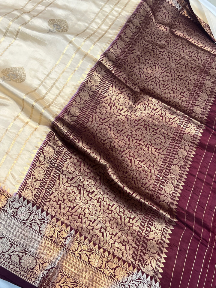 White Pure Banarasi Handloom Silk Saree