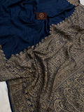 Teal Pure Banarasi Khaddi Crepe Silk Saree - Aura Benaras