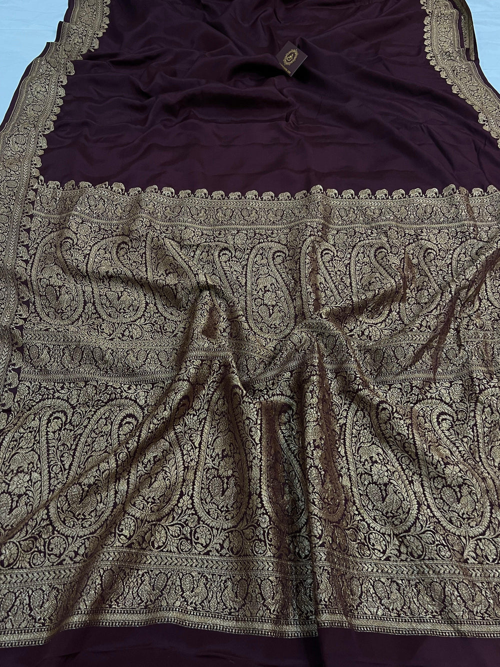 Coffee Brown Pure Banarasi Khaddi Crepe Silk Saree - Aura Benaras