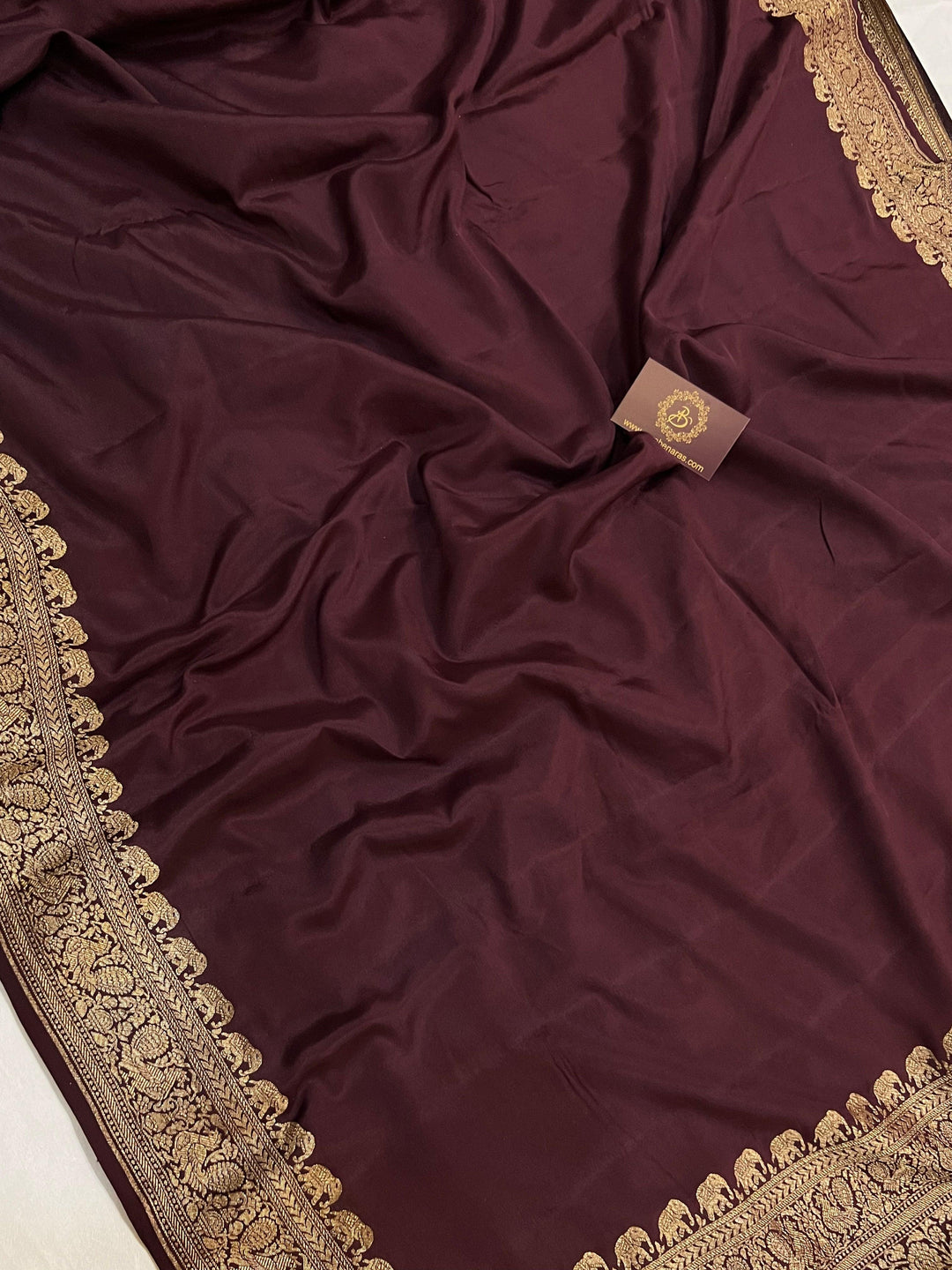 Coffee Brown Pure Banarasi Khaddi Crepe Silk Saree - Aura Benaras