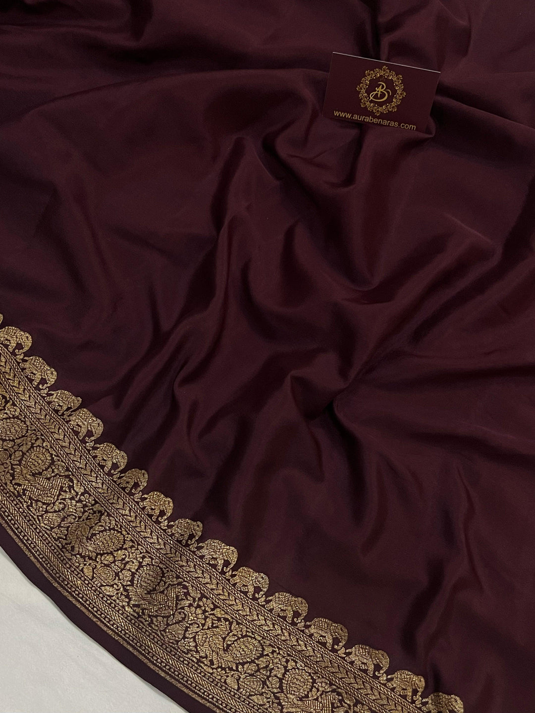 Coffee Brown Pure Banarasi Khaddi Crepe Silk Saree - Aura Benaras