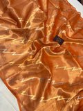 Orange Banarasi Handloom Tissue Silk Saree - Aura Benaras
