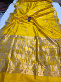 Yellow Pure Banarasi Handloom Silk Saree