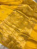 Yellow Pure Banarasi Handloom Silk Saree - Aura Benaras