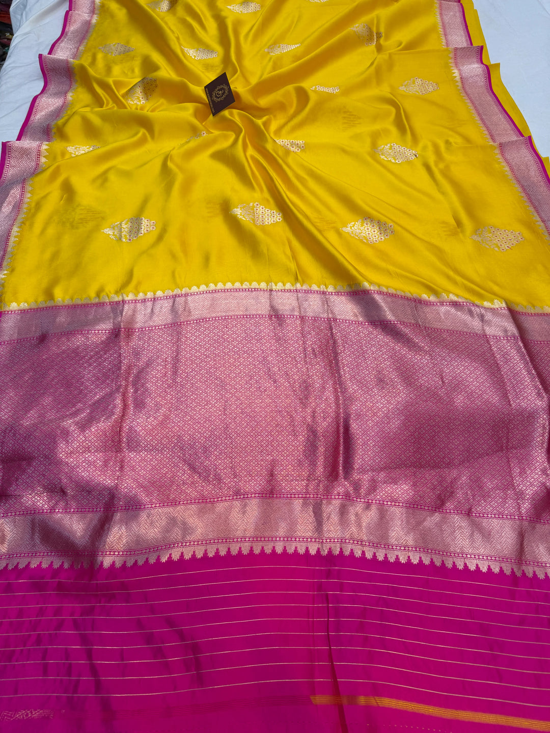 Yellow Pure Banarasi Handloom Silk Saree