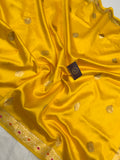 Yellow Pure Banarasi Handloom Silk Saree - Aura Benaras