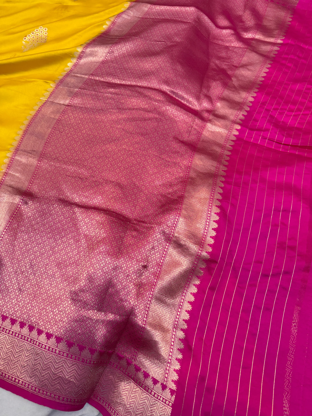 Yellow Pure Banarasi Handloom Silk Saree