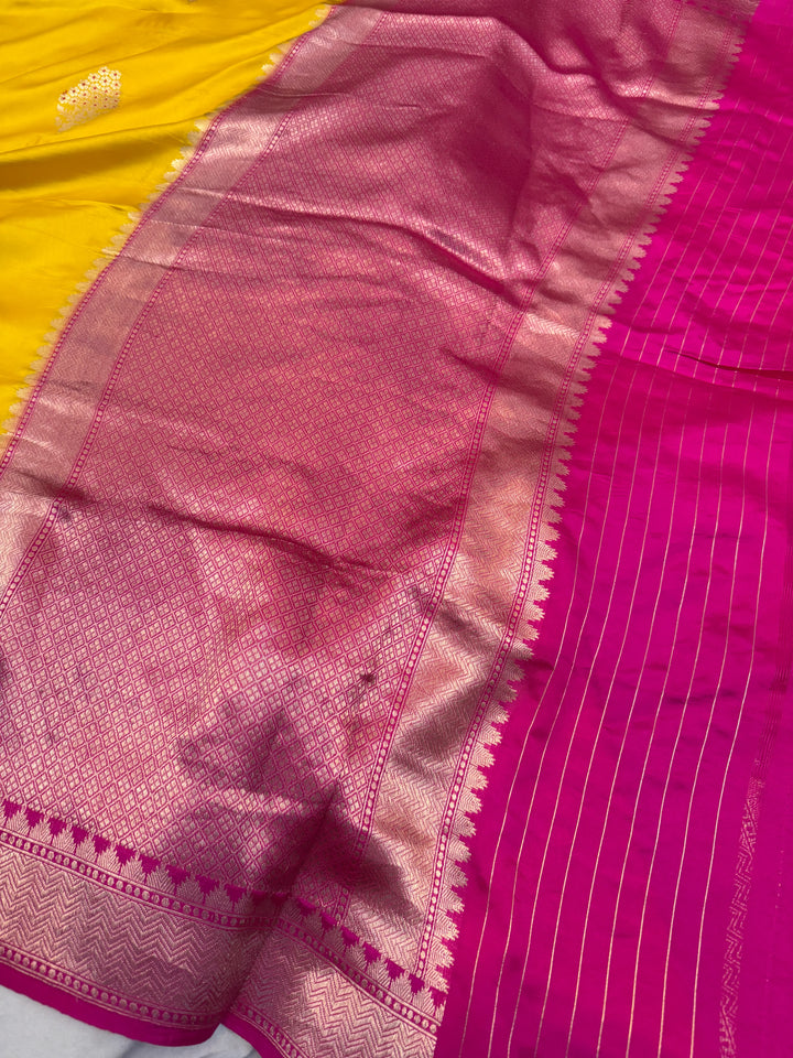 Yellow Pure Banarasi Handloom Silk Saree