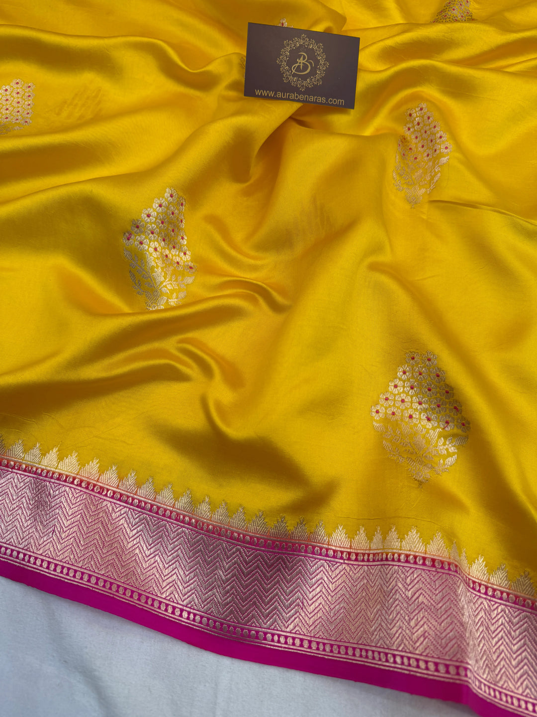 Yellow Pure Banarasi Handloom Silk Saree