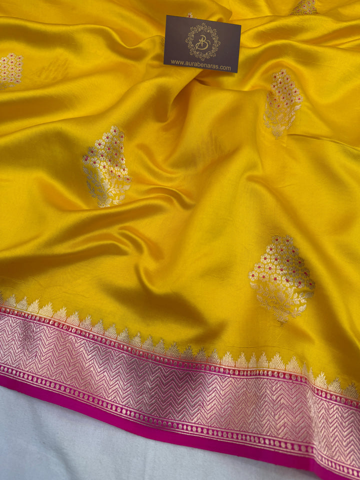 Yellow Pure Banarasi Handloom Silk Saree