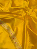 Yellow Pure Banarasi Handloom Silk Saree - Aura Benaras