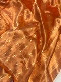 Orange Banarasi Handloom Tissue Silk Saree - Aura Benaras
