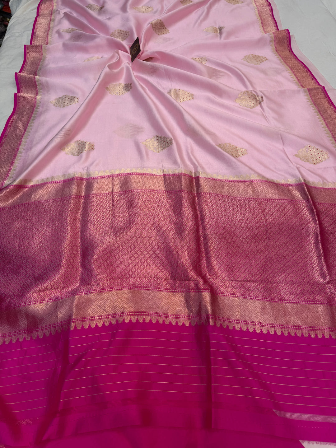 Baby Pink Pure Banarasi Handloom Silk Saree
