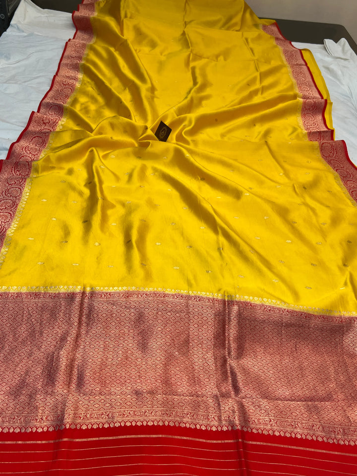Yellow Pure Banarasi Handloom Silk Saree