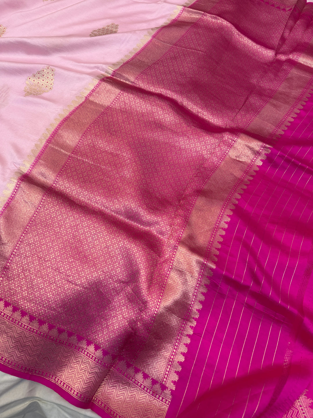 Baby Pink Pure Banarasi Handloom Silk Saree