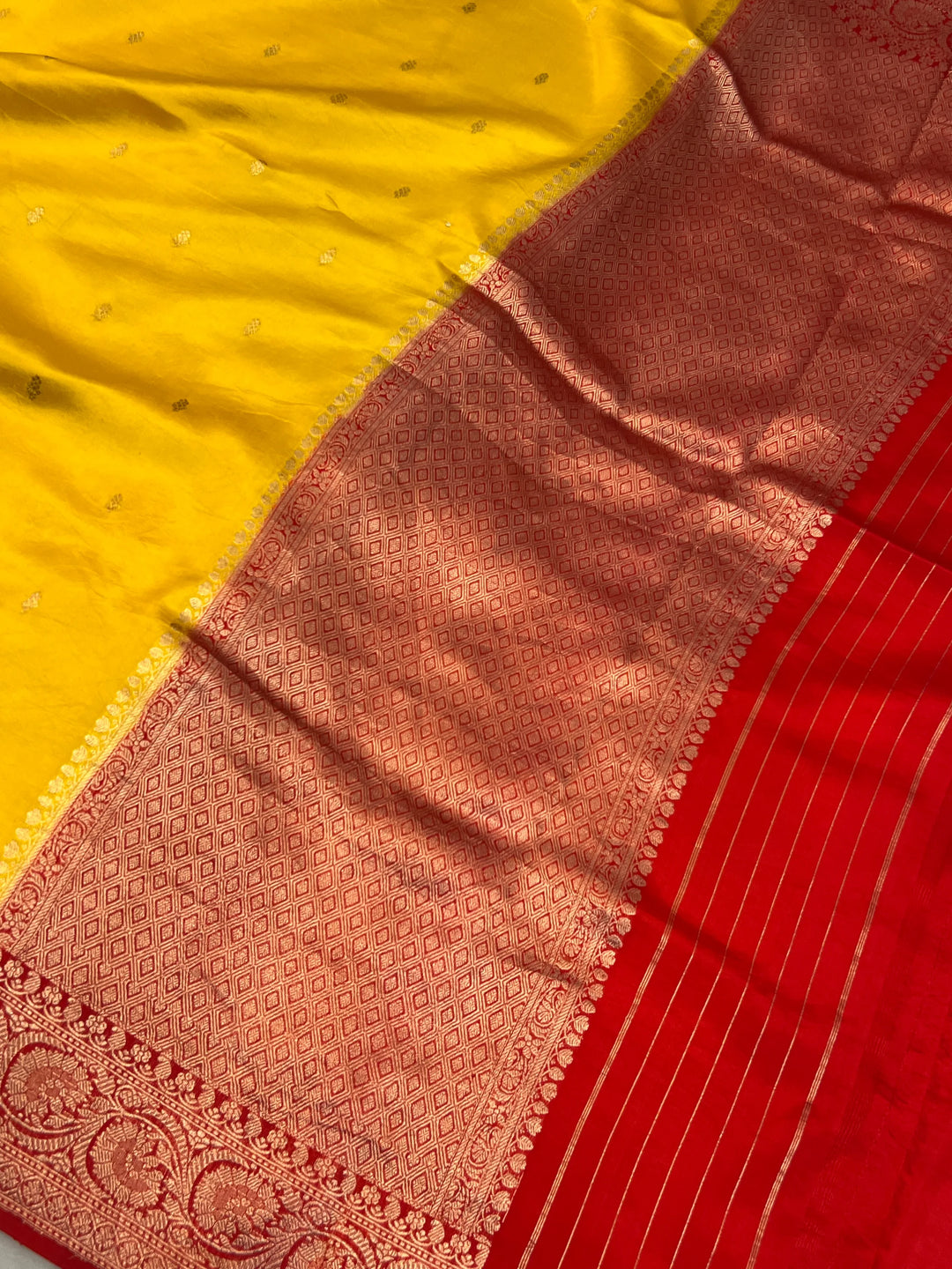 Yellow Pure Banarasi Handloom Silk Saree
