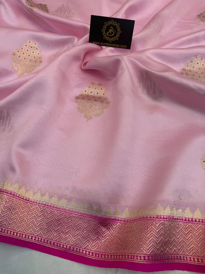 Baby Pink Pure Banarasi Handloom Silk Saree