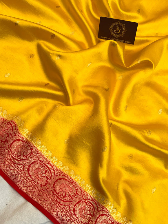 Yellow Pure Banarasi Handloom Silk Saree